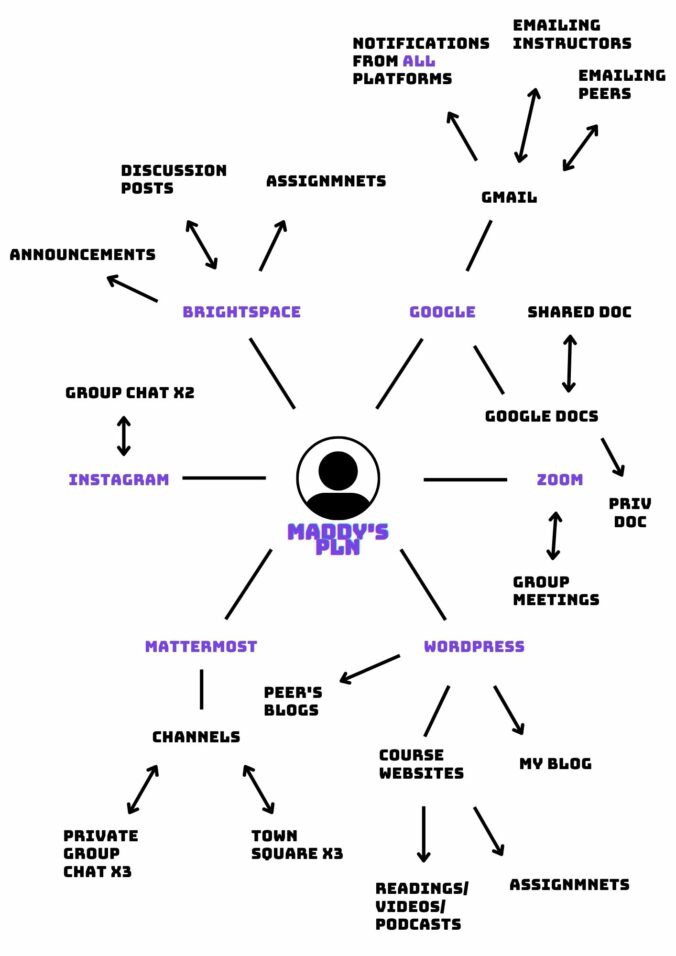Detailed image showing the connections of Maddy's Learning Network.